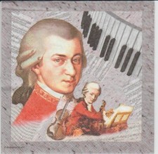 3 Servietten ~ Musiker Komponist Künstler Klavier Noten Geige Instrument Konzert