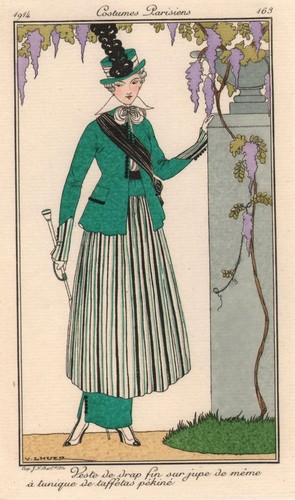 Modeblatt grünes kostüm - ,