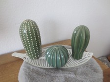 Kaktus 3 Stück grün Keramik Ikea mit weiß Metallblatt Dekoration Deco Kaktee