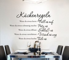 Wandtattoo Wandsticker Wandaufkleber Küche Wohnzimmer Sprüche Küchenregeln W1149