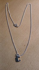 1 Halskette-silberfarben-feine-Gliederkette-Buchst: C-NEU/UNGETRAGEN-Modeschmuck