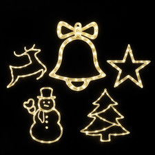 LED Fensterbild beleuchtet - 4 Motive - Weihnachtsdeko Fenster Deko mit Saugnapf