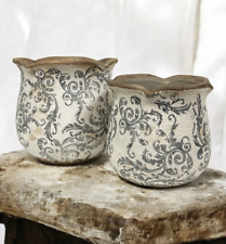 Blumentopf Pflanztopf Übertopf Clayre & Eef Gefäß Keramik Ranken Ornament Shabby