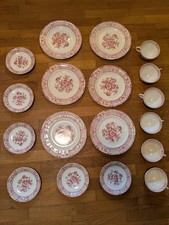 18-teilig MASON´S England Ironstone Teeservice Teller Tassen Geschirr Rosa 