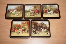 5 Kork-Untersetzer mit Jagdmotiv - Pimpernel