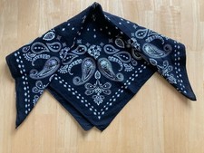 Kopftuch Bandana Schwarz mit weißen Muster Tuch Unisex Viereckig