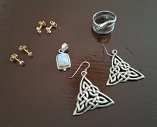 Konvolut Silberschmuck Silber 925 Ohrstecker Ohrringe Ring Anhänger Mondstein