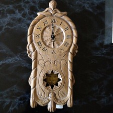 Wanduhr mit Pendel, h=415mm b=195mm t=45mm, Eiche Hell, Handarbeit