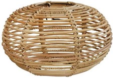 Lampenschirm Ø40cm Retro aus echtem Rattan Gestäbt für E 27 Fassungen (Natur)