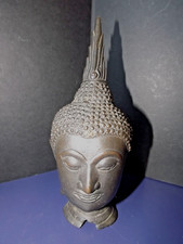 Antiker Sukhothei Buddha Kopf hochwertig Bronze Messing Figur aus Sammlung