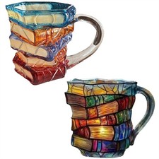 Farbige Buchtasse, Neuheit, 3D farbige Buchkaffeetasse, einzigartige Kaffeetasse