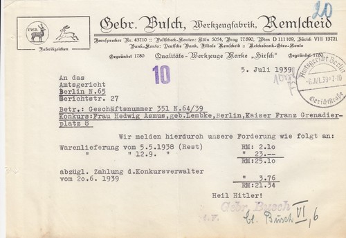 Remscheid brief 1939 - remscheid,,