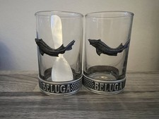 2 Beluga Vodka Glas Vodkaglas Schnapsglas mit perlmuttlöffel