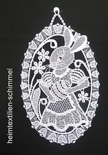 PLAUENER SPITZE ® Fensterbild OSTERHASE Fensterdeko Ostern Frühling HASE weiß