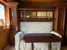 Antik Sofa mit Schrank Jugendstil Holz Eiche B: 202 cm blau (11156)