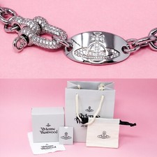 Vivienne Westwood Armband versilbert Medaillon Kugel Charm weiße Kristalle & Box