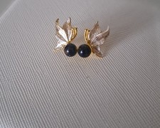 Blauer Bernstein Ohrstecker S925 Vergoldet