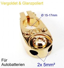 Pluspol Batterie Pol Klemme vergoldet & Glanzpoliert KFZ Batteriepol