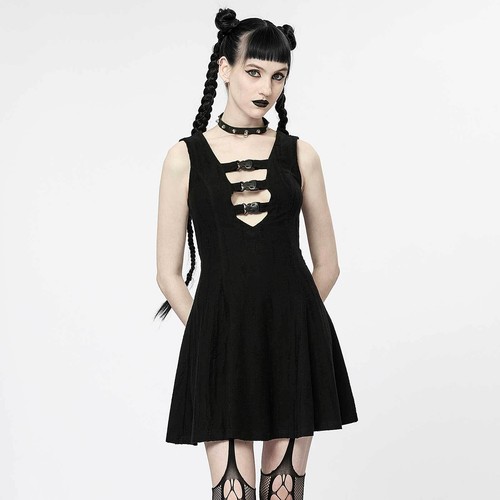 Punk rave buckle dress gothic - buckle,