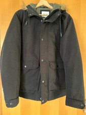 Jack & Jones Herren Parka Jacke Gr. 50/L Schwarz Winter Outdoor Kapuze Fell