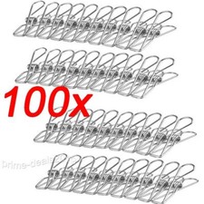 100er Set Edelstahl Metall Wäscheklammer Winddicht Wäscheklammern Klammern DE