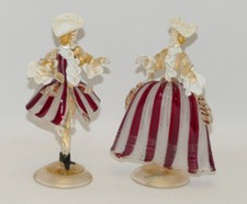 Ein Paar Rokokofiguren, Murano Glas, "Emmegi" Italy, Goldeinschlüsse, 22,0 cm