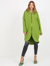 Damen Long Sweatjacke Reißverschluss Jacke Hoodie Kapuzenpullover Warm