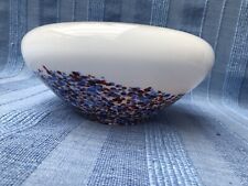 Glasschale, weiss und  blau/braun gepunktelt **dickes Glas und schwe**