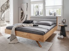Doppelbett Bett 180x200cm Massivholz Eiche Wildeiche geölt Polsterkopfteil NEU