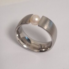 Edelstahl Ring Spannring Perle