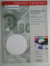 Perfect Printout Visitenkarten Set für PC Drucker Zwechform Aufkleber ohne CD 