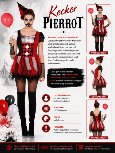 Kecker pierrot damenkostüm - kecker,