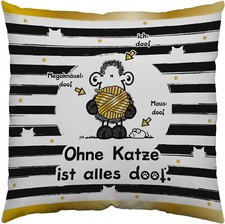Sheepworld - 45992 - Kissen, Ohne Katze ist alles doof, 30cm x 30cm, Baumwolle