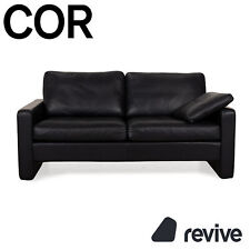Cor Conseta Leder Zweisitzer Blau Sofa Couch