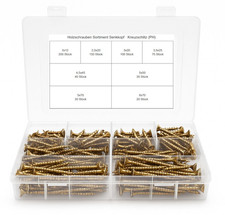 Schrauben Sortiment 620tlg Kreuzschlitz Senkkopf Schraubenkoffer Set Holz