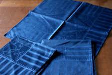 3 Deckchen, Tischdecken, Servietten, marineblau, Damast, pflegeleicht