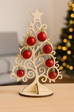 Holz Weihnachtsbaum Laser Design – Tischdeko ohne Kugeln – Handgemacht aus Holz