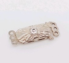 Schmuckschließe, 835 Silber 3 Reihig Für Armband Perlen Ketten-Verschluss Antik