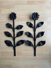 Ornamente Verzierung für Hauswand zwei Sonnenblumen aus Eisen Handarbeit 65 cm