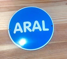 ARAL TANKSTELLE Emailschild MAKELLOS Werkstatt Garage Schild 12cm Rund