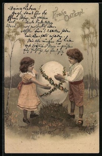 Ansichtskarte ostern mädchen - ansichtskarte,