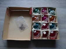 alter DDR Baumschmuck, 12 farbige Kugeln, Glas, Lauscha, 5 cm, OVP, top