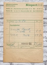 1980 Wissenschaftliche Buchhandlung Kiepert Berlin Rechnung Quittung Deko Papier