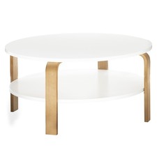 Couchtisch - weiß - Artisan Eiche - Ø 80 cm Sofatisch Wohnzimmertisch