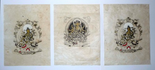 Triptychon buddhas thangka - buddhas,,
