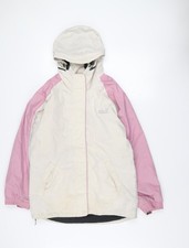 Jack Wolfskin Damen Parka Jacke Elfenbein Rosa mit Kapuze Größe M Outdoor