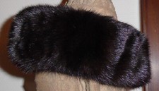 Stirnband, echter Nerz, dunkelbraun, Kürschnerarbeit,