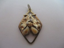 Vintage Handarbeit Grandl Grandel Anhänger Eichenlaub Silber gep. vergoldet Jagd