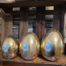3 x Poly Osterei Eier Gold 10 + 11.5 + 13.5 cm Patina Rustikal Ostern Dekoration