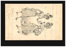 Ostern fröhliche junge Damen Eier sammeln Osterhase, Zöptau/Petersdorf 2.4.1901